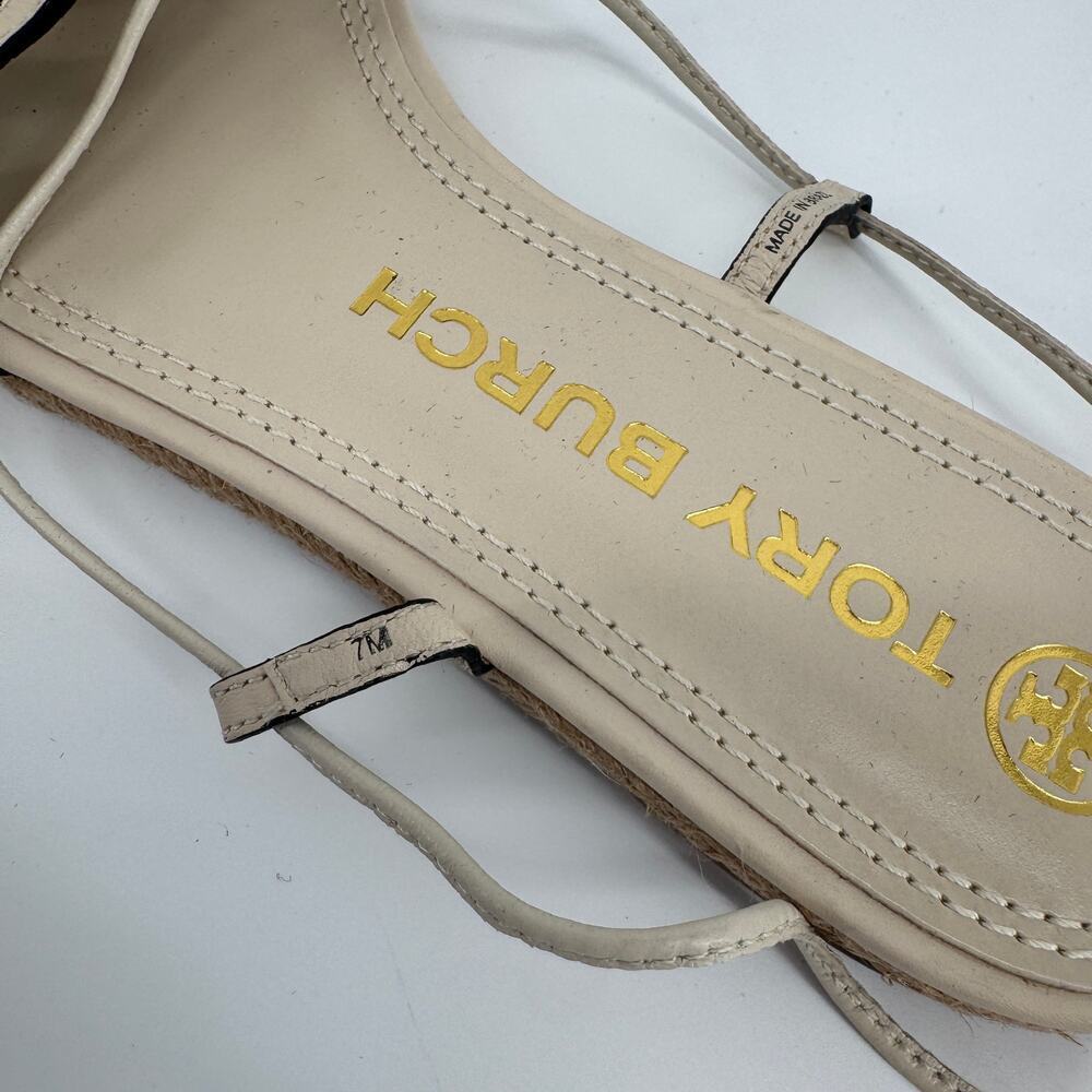 Tory Burch Caning Ankle-Wrap Leather Espadrille Sandals Size 7 NWOT Summer - Picture 4 of 6